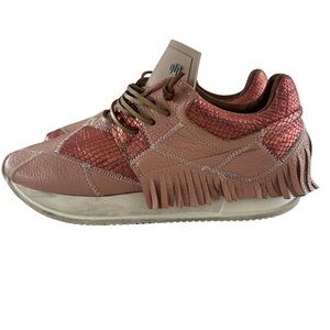 Esseutesse Pink Metallic Patchwork Fringe Leather Sneakers EU 38 Luxe Shoes